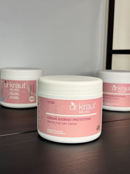 Захисний денний крем із морським колагеном SPF 90 / Protective day cream with marine collagen and physical sunscreen / Dr.Kraut 500 мл K1035 фото